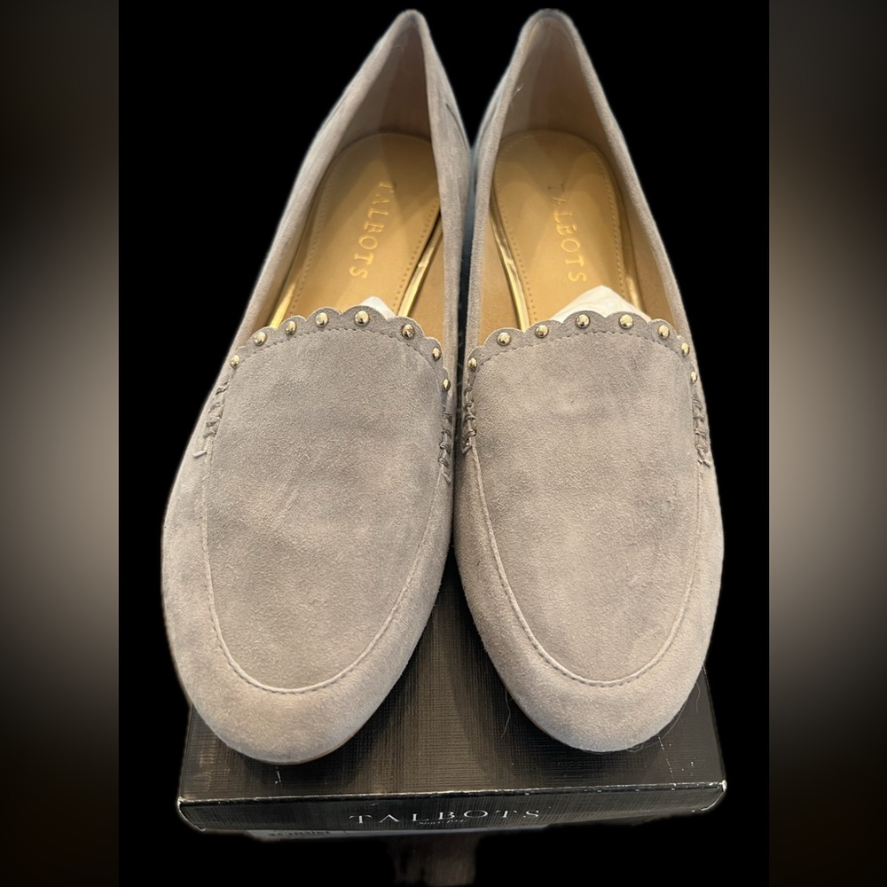 Talbots Gray Flats with Scalloped Trim